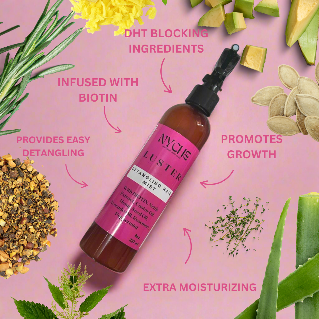 Luster- Detangling Hair Growth Tonic with BIOTIN, Nettle Extract, Rosemary, Pumpkin, & Saw Palmetto