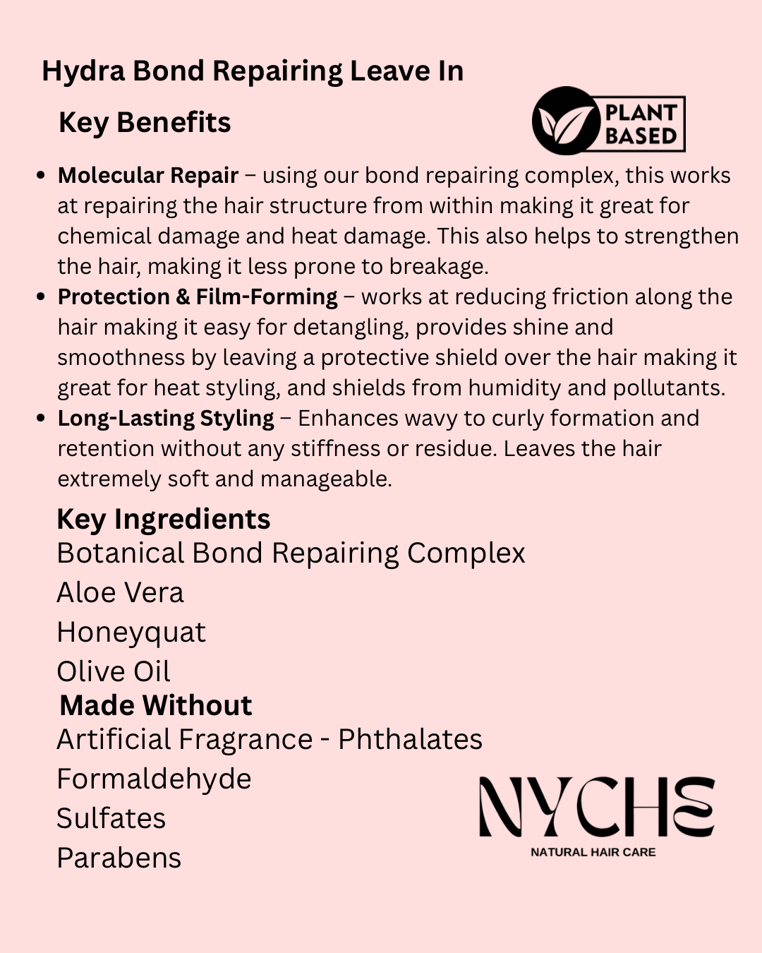 Hydra-Bond- Moisturizing and Repairing Leave In Serum With Honey & A Botanical Bond Complex