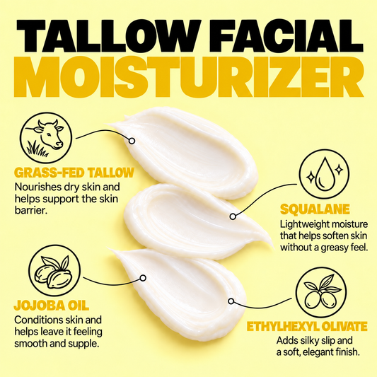 Smoothing Tallow Facial Moisturizer with Squalane, Jojoba Oil, & Vitamin E