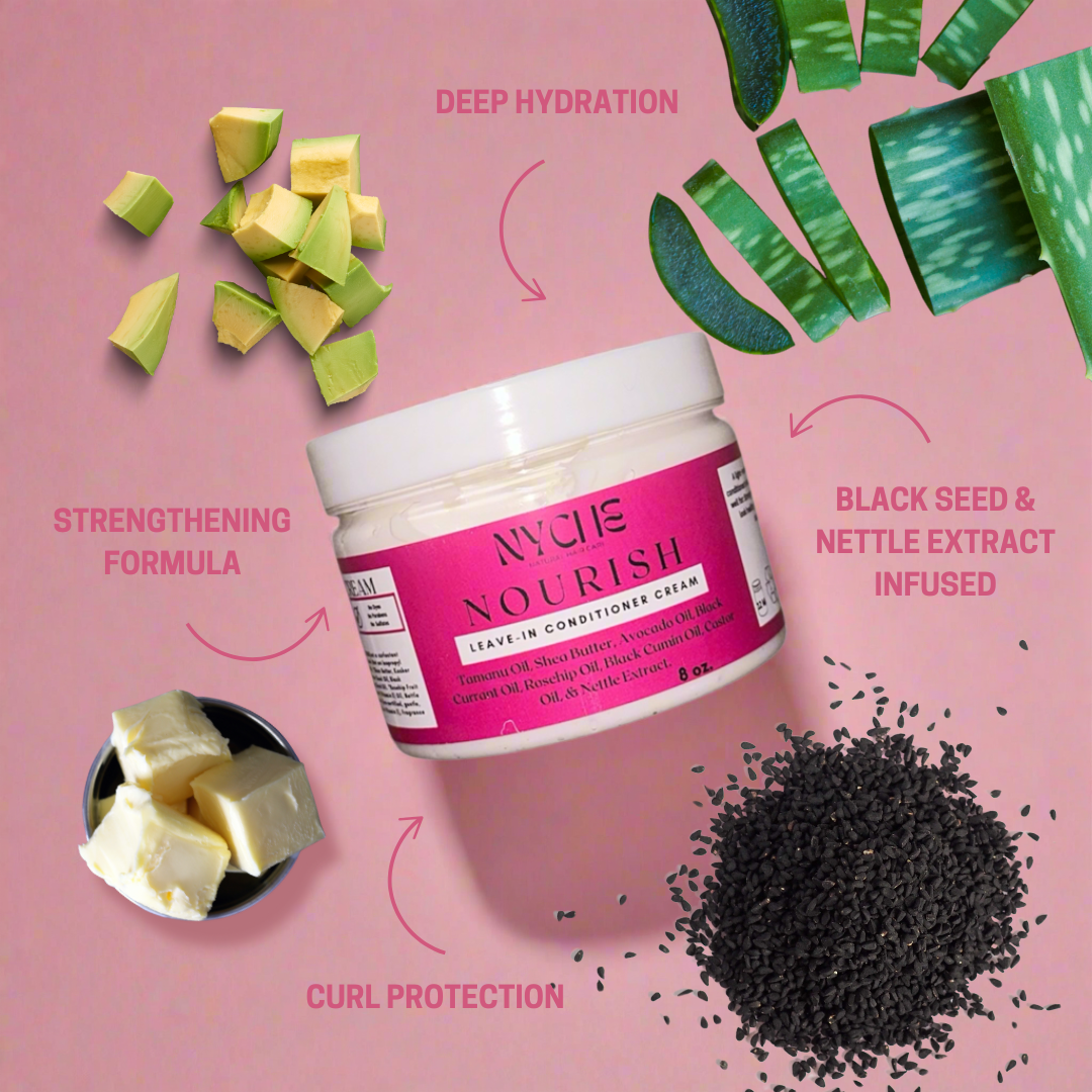 Nourish- Leave-In Conditioner Cream with Agave Nectar, Black Seed, Shea Butter & Nettle