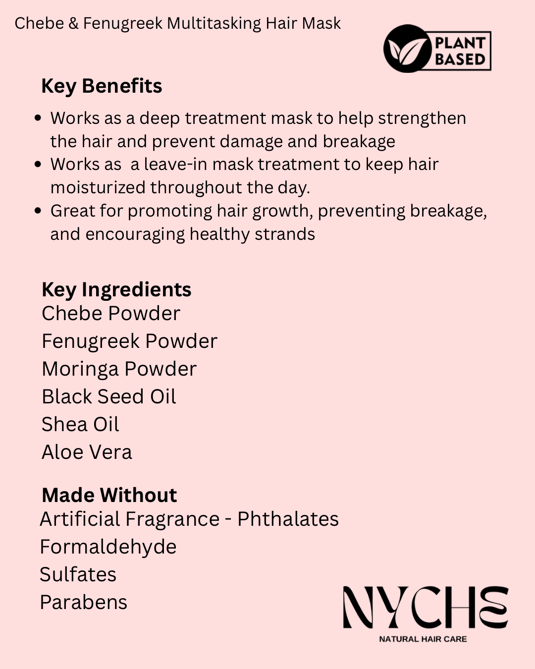 Chebé & Fenugreek- Multitasking Moisturizing Hair Mask With Moringa & Black Seed Oil