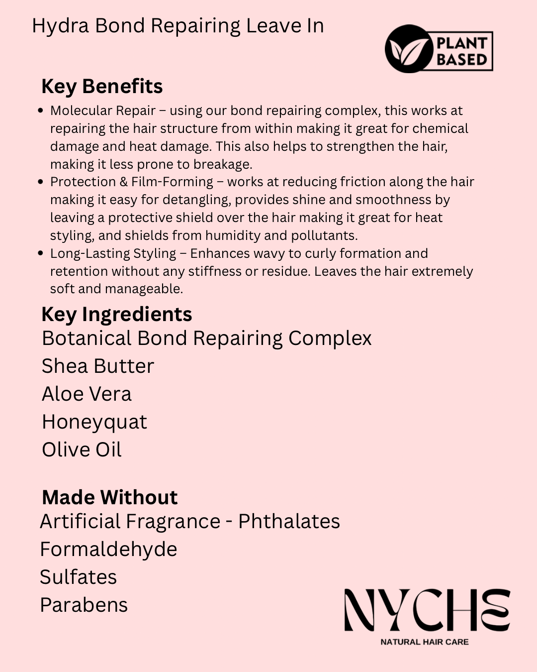 Hydra-Bond- Repairing Leave In With Honey, Aloe, & A Botanical Bond Complex