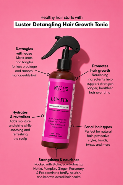 Luster- Scalp & Hair Growth Tonic with BIOTIN, Nettle, Aloe, Rosemary, Tea Tree, Pumpkin, & Saw Palmetto
