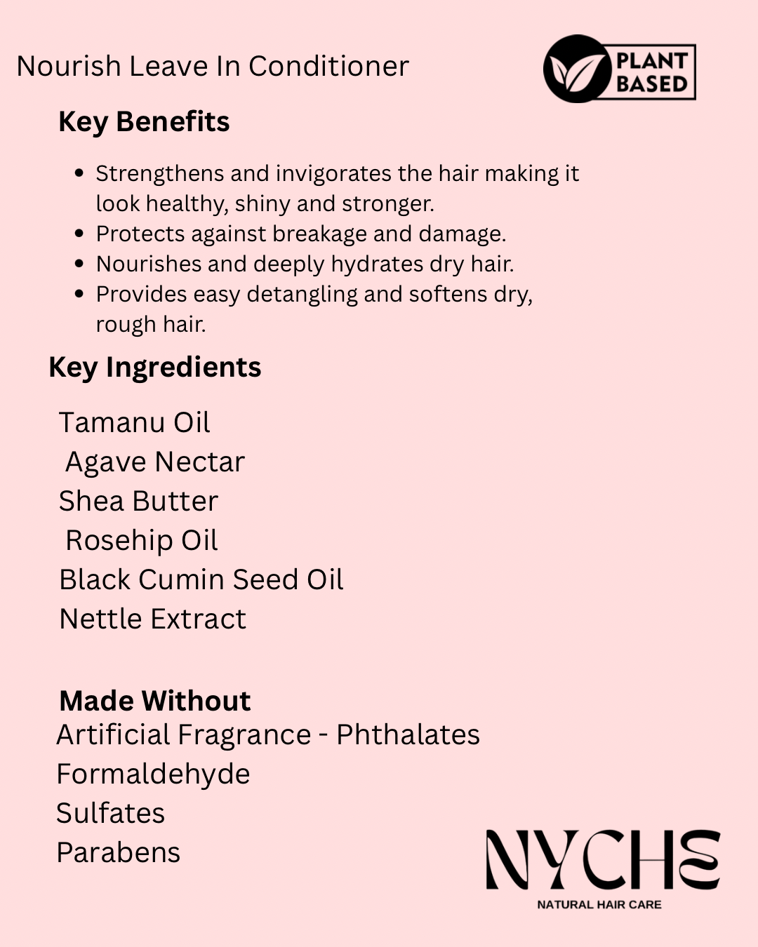Nourish- Leave-In Conditioner Cream with Agave Nectar, Black Seed, Shea Butter & Nettle