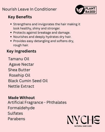 Nourish- Leave-In Conditioner Cream with Agave Nectar, Black Seed, Shea Butter & Nettle