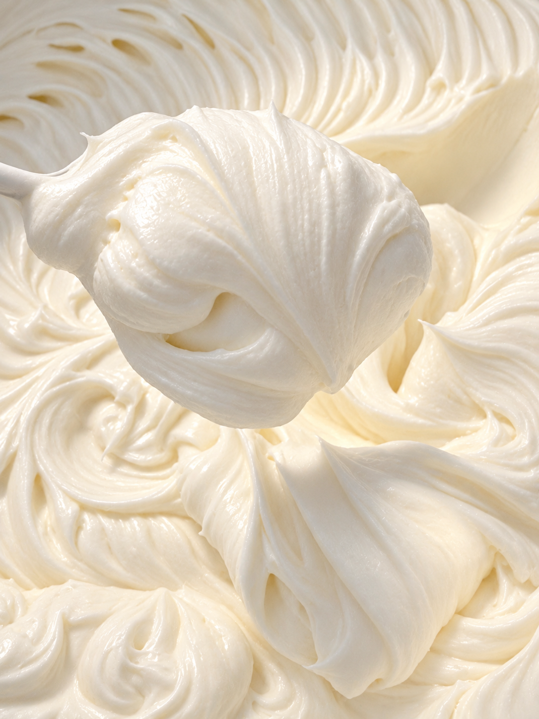 Thick off-white face and body moisturizer cream, smooth swirled texture