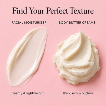 Unscented pure silk body butter cream, thick pale cream swirl with smooth texture