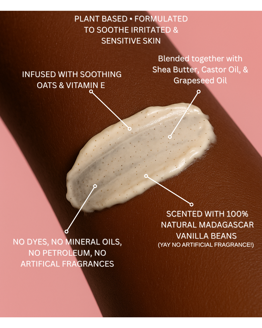 Oat & Vanilla Bean Body Butter Cream - With Real Madagascar Vanilla Beans