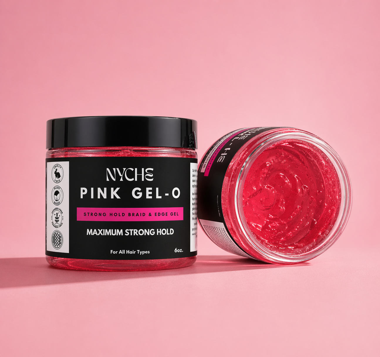 PINK GEL-O -Maximum Strong Hold Braid, Loc, & Edge Gel LARGE SIZE