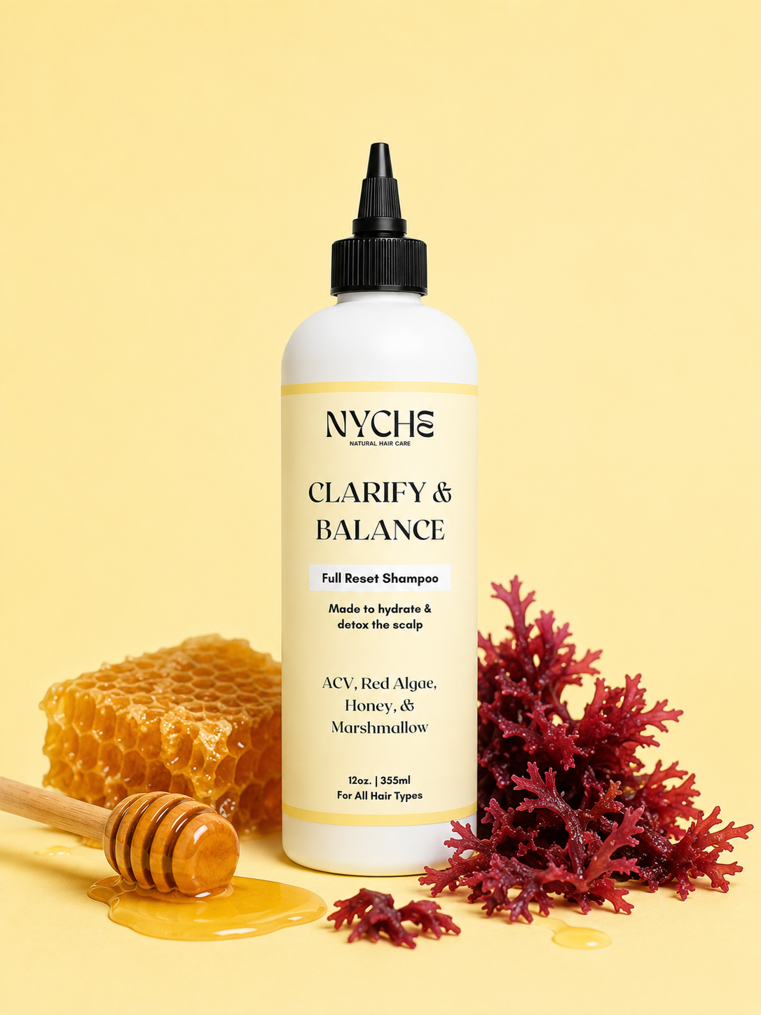 Clarify & Balance - Hydrating Growth Shampoo with Red Algae, Honey, ACV, & Marshmallow Root - JUMBO SIZE
