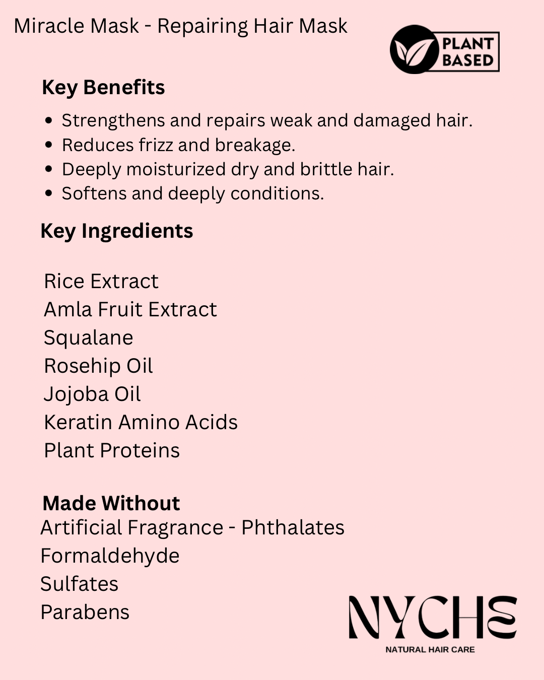 Miracle Mask - Repairing Hair Mask With Amla, Squalane, Rice Extract, & Jojoba Oil