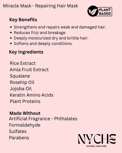 Miracle Mask - Repairing Hair Mask With Amla, Squalane, Rice Extract, & Jojoba Oil