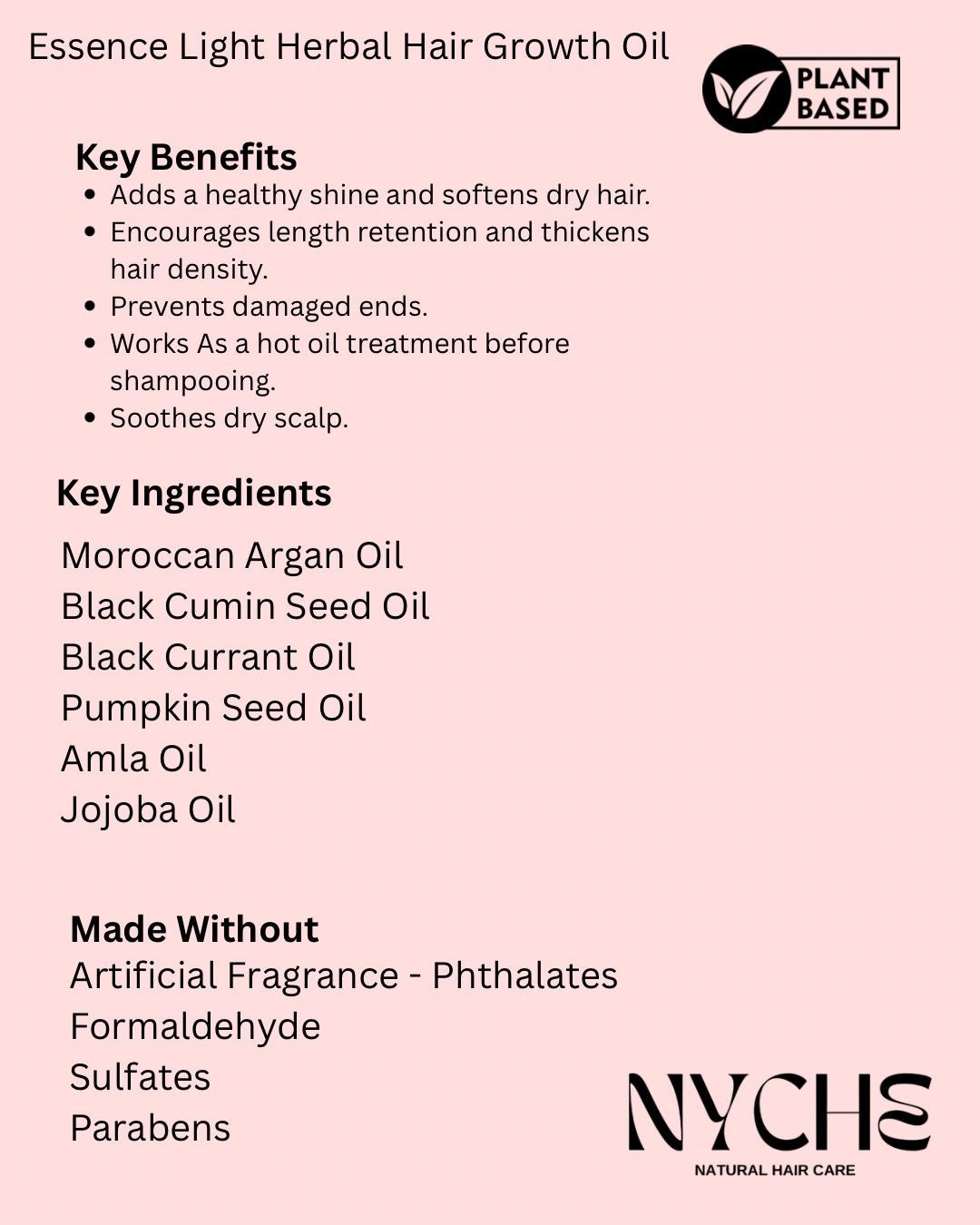 Essence- Light Hair Growth Oil with Amla, Pumpkin, Chebe, & Argan