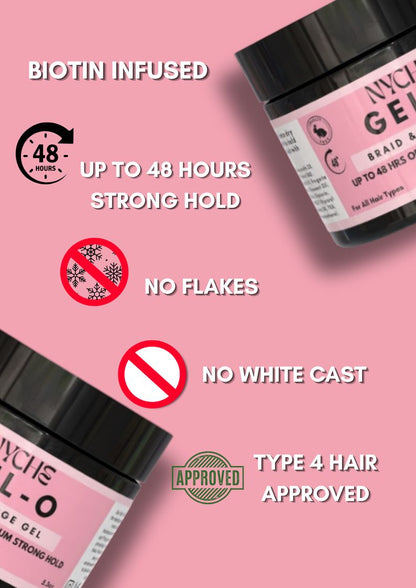 GEL-O Maximum Strong Hold Braid & Edge Gel With BIOTIN (LARGE)